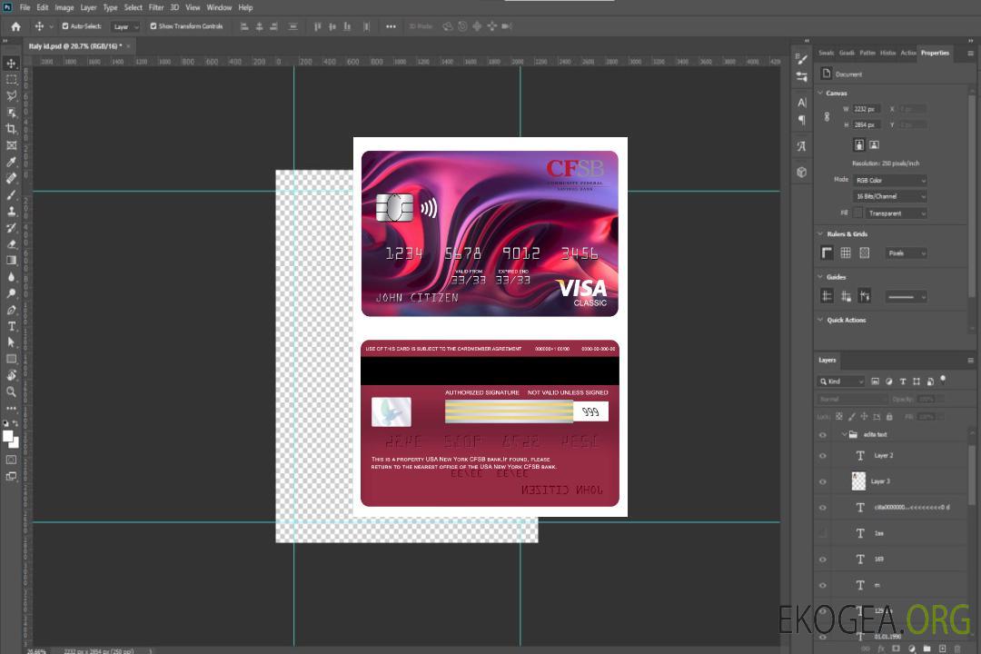 Carte classique visa bancaire CFSB USA New York template Carte classique visa bancaire CFSB USA New York template